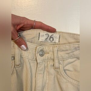 Free People (We The Free)‎ High Rise cream Corduroy Pants Size 26
